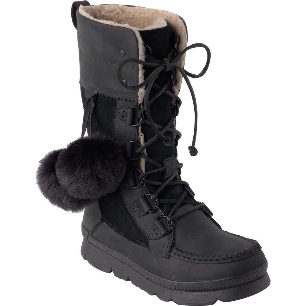 Manitobah Mukluks Black Boots Womens Sz 8 Waterproof Winter Leather Shearling